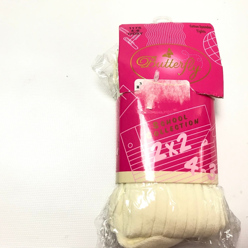 Butterfly Unisex Kids Tights Cotton Blend Cream